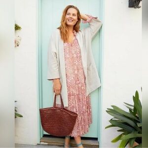 Anthropologie Donni Grey Striped Sandwash Cardigan